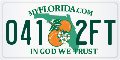 FL license plate 0412FT