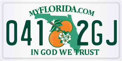FL license plate 0412GJ