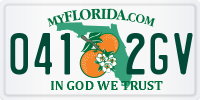 FL license plate 0412GV