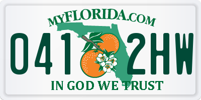 FL license plate 0412HW