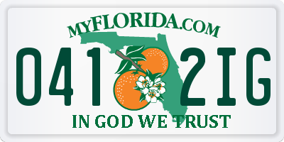 FL license plate 0412IG