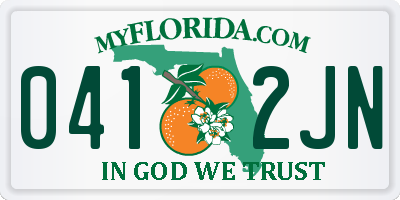 FL license plate 0412JN