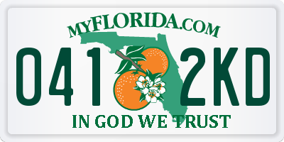 FL license plate 0412KD