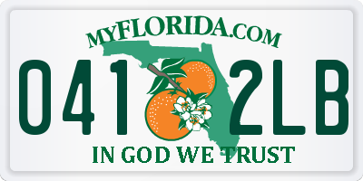 FL license plate 0412LB