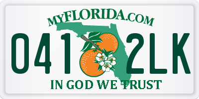 FL license plate 0412LK