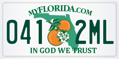 FL license plate 0412ML