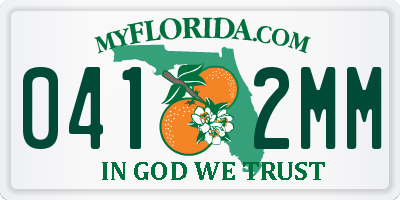 FL license plate 0412MM