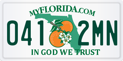 FL license plate 0412MN