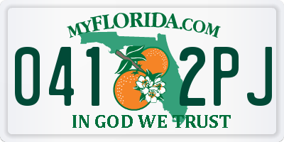 FL license plate 0412PJ