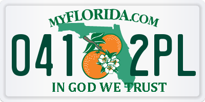 FL license plate 0412PL