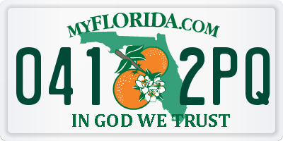 FL license plate 0412PQ