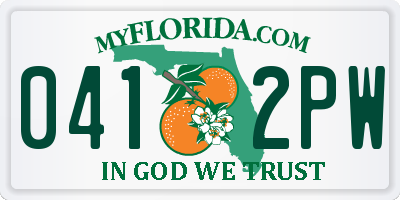 FL license plate 0412PW