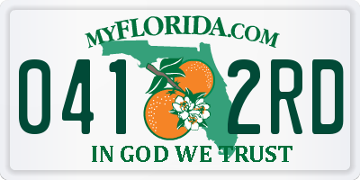 FL license plate 0412RD