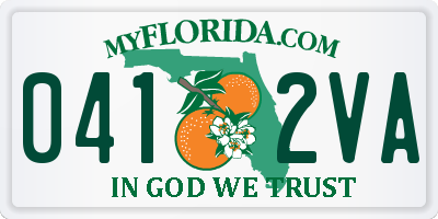 FL license plate 0412VA