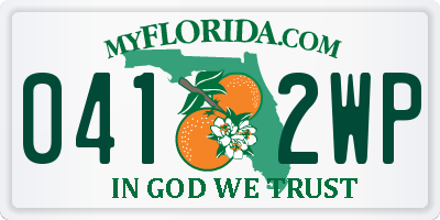 FL license plate 0412WP