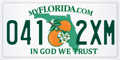 FL license plate 0412XM