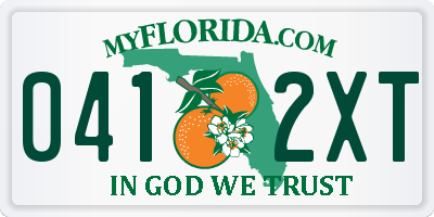 FL license plate 0412XT