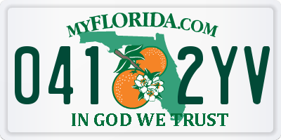 FL license plate 0412YV