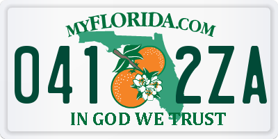 FL license plate 0412ZA
