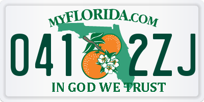 FL license plate 0412ZJ