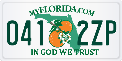 FL license plate 0412ZP