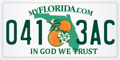 FL license plate 0413AC