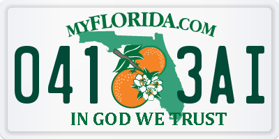 FL license plate 0413AI