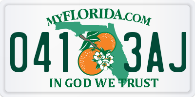 FL license plate 0413AJ