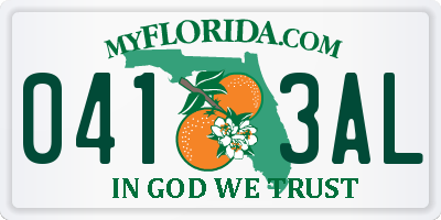 FL license plate 0413AL