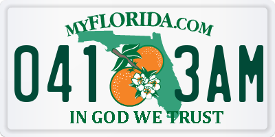 FL license plate 0413AM