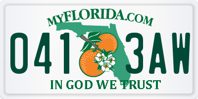 FL license plate 0413AW
