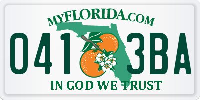 FL license plate 0413BA