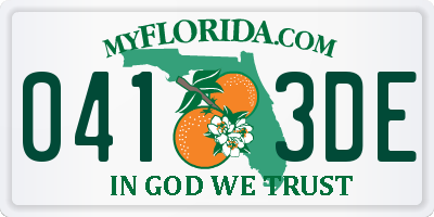 FL license plate 0413DE