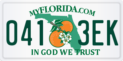 FL license plate 0413EK