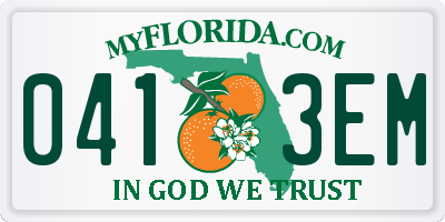 FL license plate 0413EM