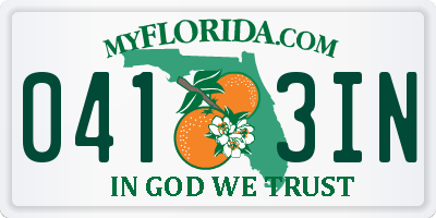 FL license plate 0413IN