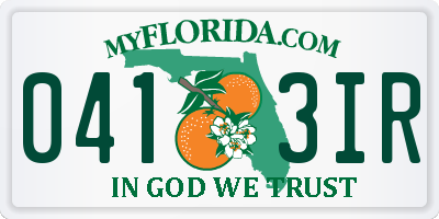 FL license plate 0413IR