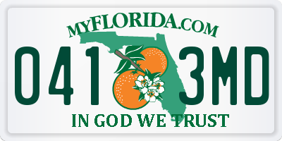 FL license plate 0413MD