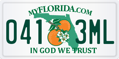FL license plate 0413ML