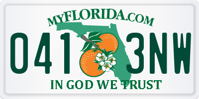 FL license plate 0413NW