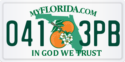 FL license plate 0413PB