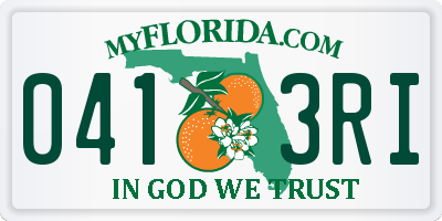 FL license plate 0413RI