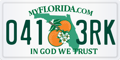 FL license plate 0413RK