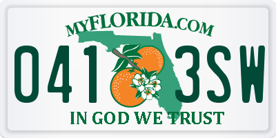 FL license plate 0413SW