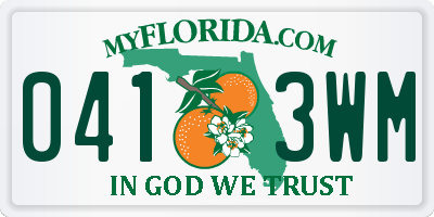 FL license plate 0413WM