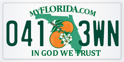 FL license plate 0413WN