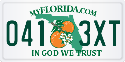 FL license plate 0413XT