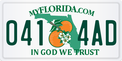 FL license plate 0414AD