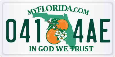 FL license plate 0414AE