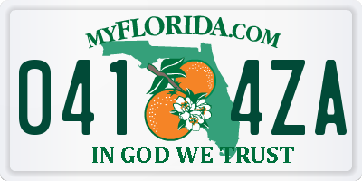 FL license plate 0414ZA